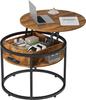 WLIVE Round Coffee Table with Lifting Plate, Living Room Table Height Adjustable with Storage Space, 60 x 60 x 50 cm, Coffee Table for Living Room