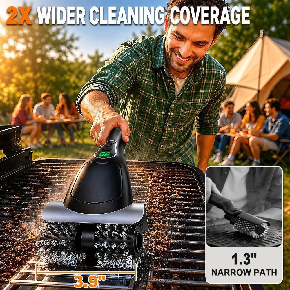 2-Speed Settings Electric Grill Brush Removable Head Grill Cleaning Tool  Charcoal Grill