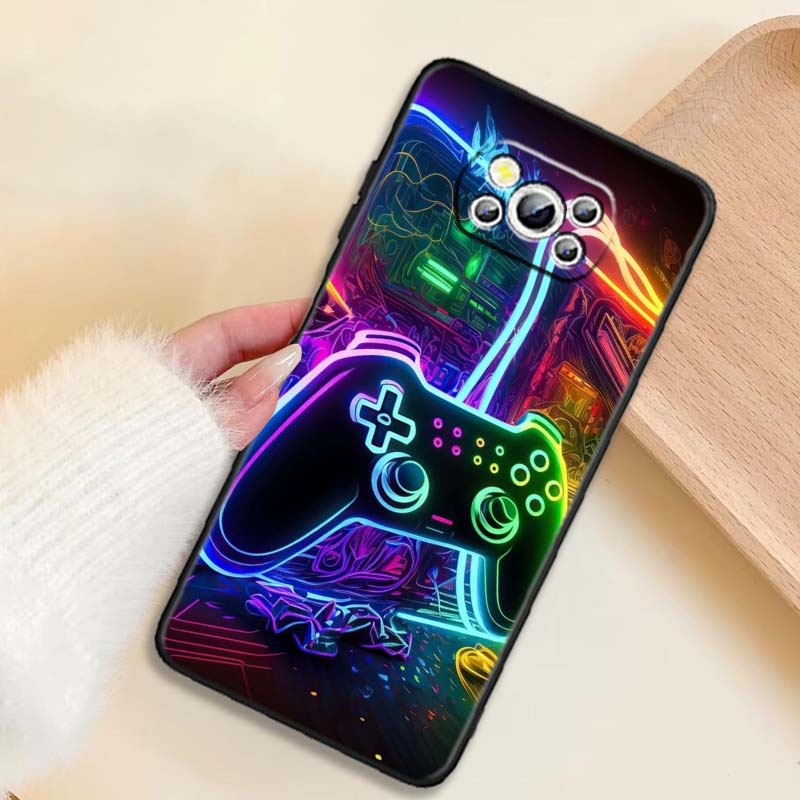 Creative game controller For Xiaomi Mi Poco F3 F4 F5 F6 X3 X4 X5 X6 X7 M3 M4 M5 M6 M7 GT Pro 5G Black Phone Case