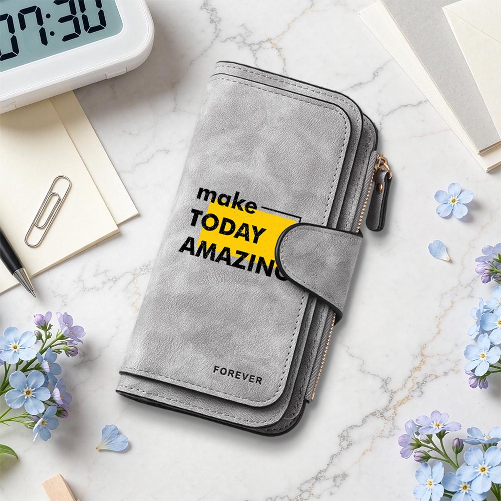 Stylish Long Wallet Elegant Card Holder Durable Slim Purse with Zipper Pocket