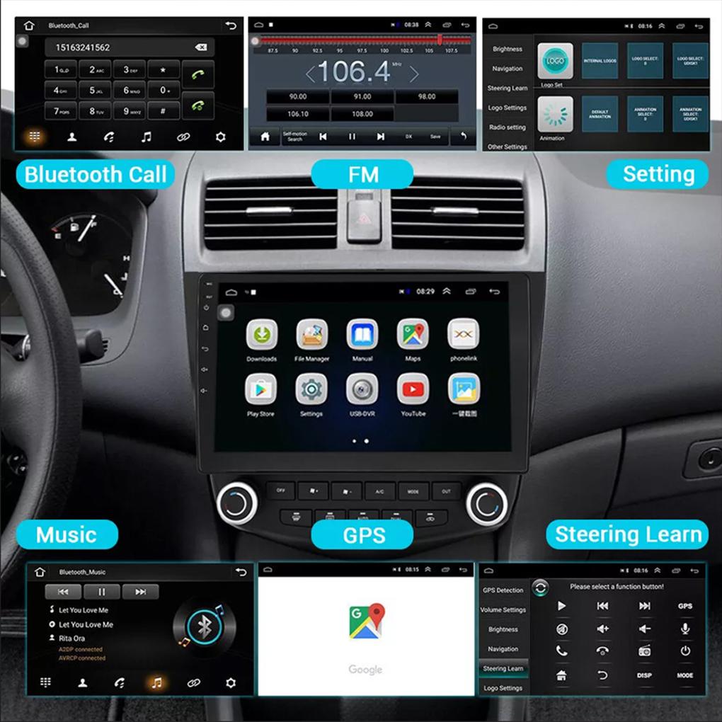 Android 13 Autoradio GPS WiFi FM Carplay Für Accord 2003-2007 Autoradio Radio 10,1 Zoll 2,5 D kapazitiver Touchscreen