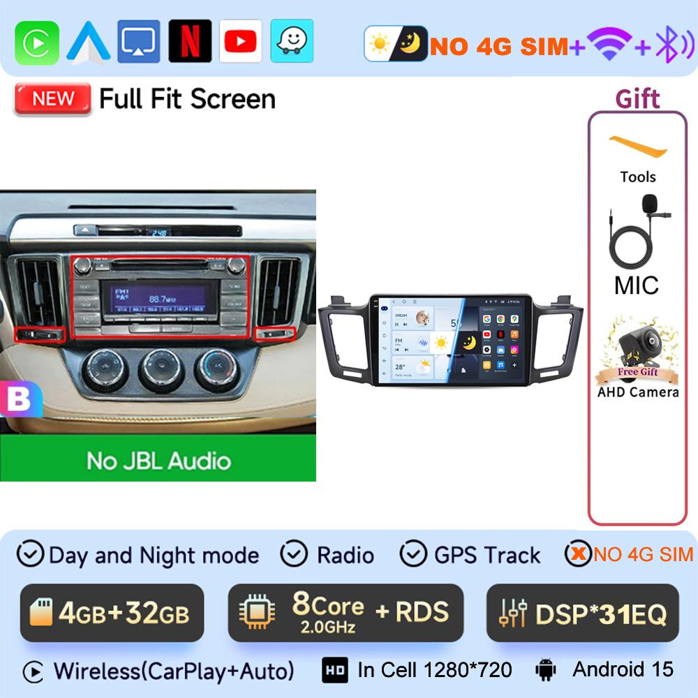 JIUYIN 10.1" Car Radio For Toyota RAV4 2012-2018 Wireless CarPlay Android Auto Multimedia GPS Navigation Audio Stereo Player