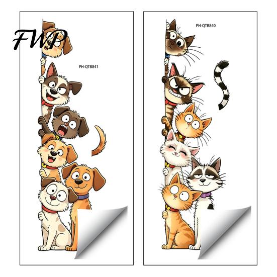 Cartoon Cat or Dog Wall Art Cute Cats/Dogs Stickers, Waterproof PVC Decals, Peel And Nursery Room Decorations Stick Decorative Murals for Bedroom