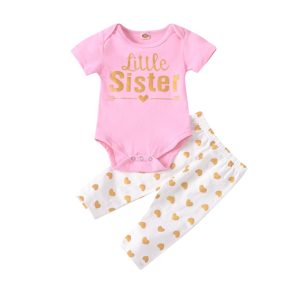 Cooles Geschwister-Set (Große Schwester) mit Hose, Goldener Buchstabendruck, Perfekt für Frühling, Sommer und Herbst