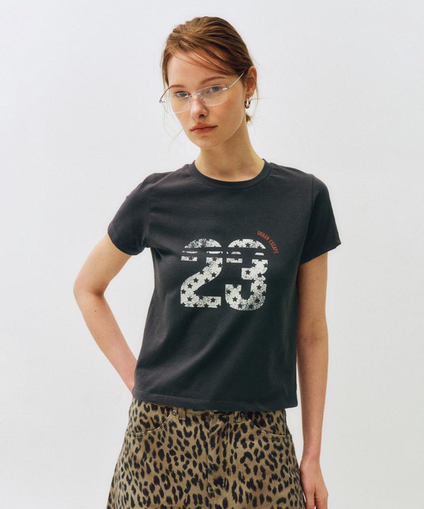 CITTA Retro Star Number 23 T-Shirt_Ctt378 (Charcoal)
