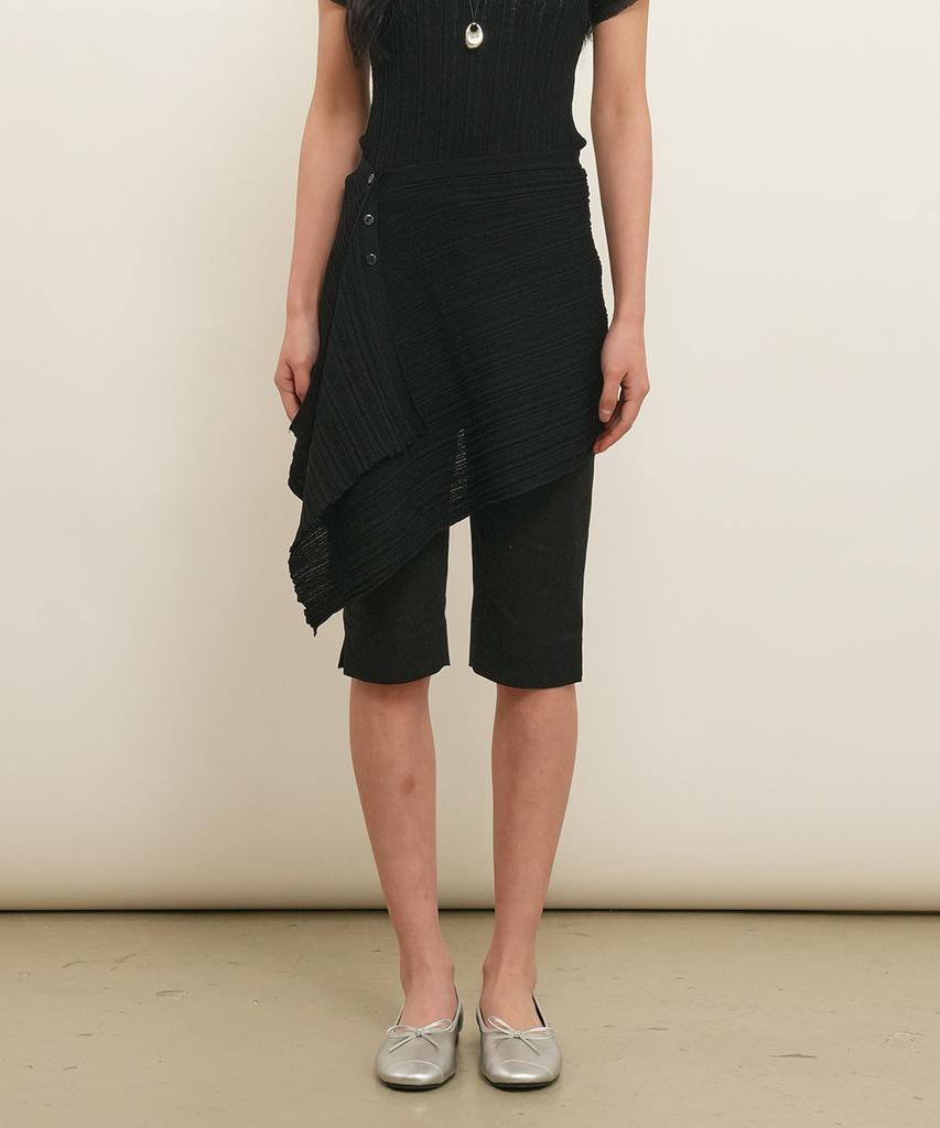 General Idea Pleated Knit Wrap Skirt [Black] / Gf2Let529