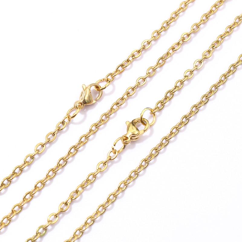 ( No Fade ) 5pcs /lot 3x2mm Man Women Chain Necklace 316L Stainless Steel O Link Pendant Necklace Fashion Jewelry 50CM 70CM Long