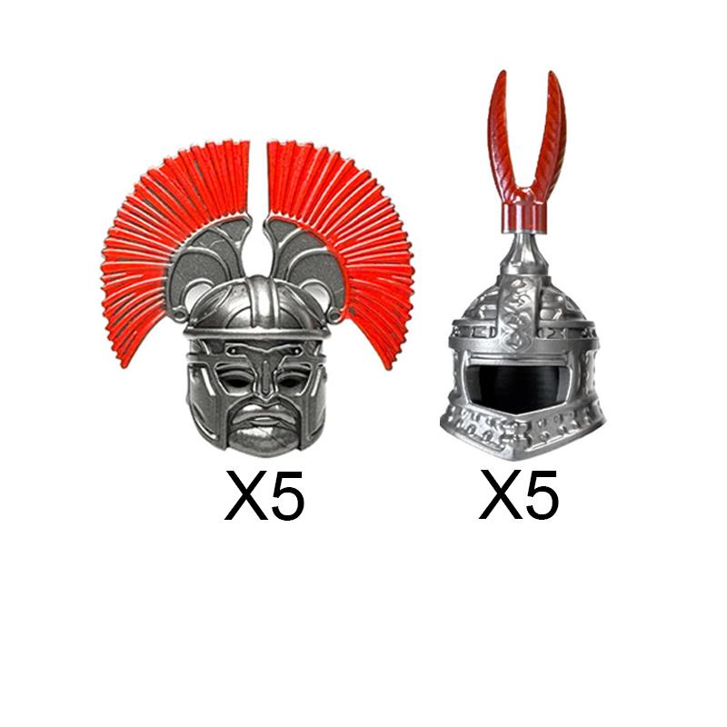 MOC Medieval Castle Knight Figures Waffen Accessories Flame Helmet Shoulder Armor Sword Toy