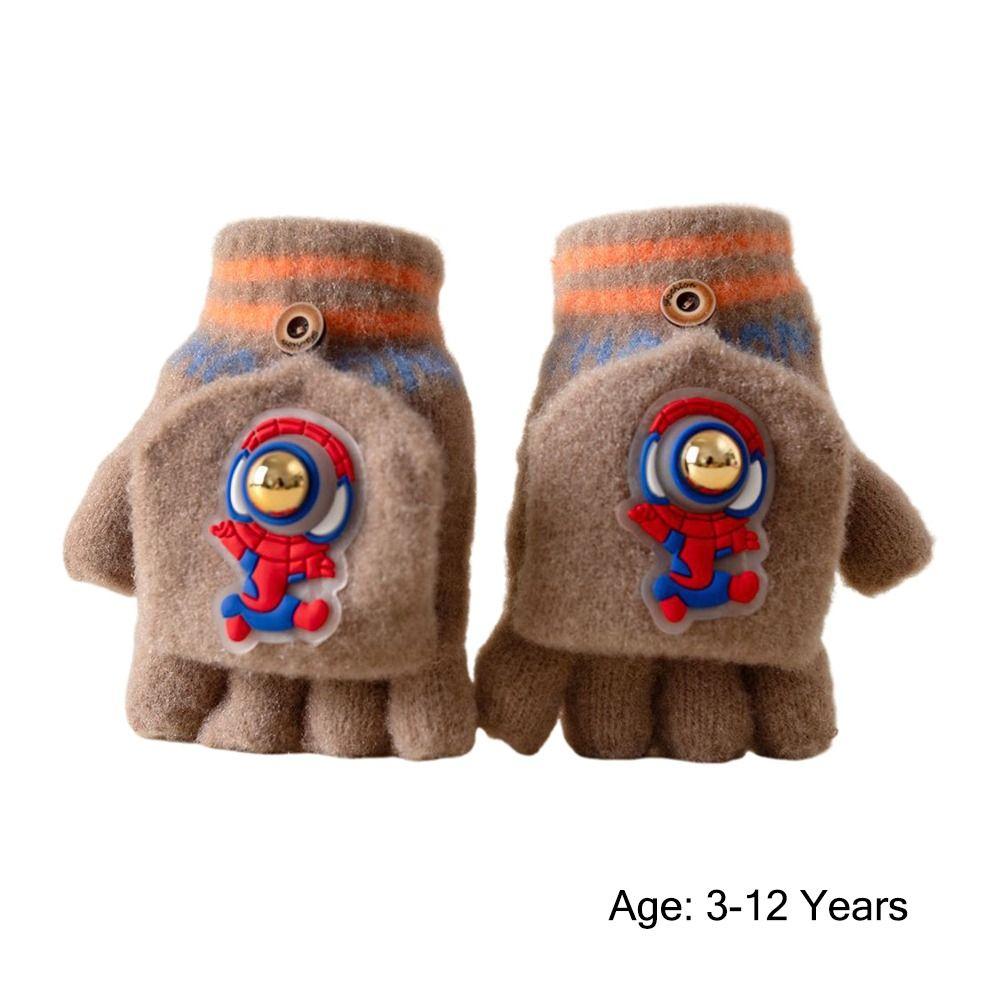 Cycling Winter Kids Gloves Half Finger Flap Gloves for 3-12 Years Boys Girls