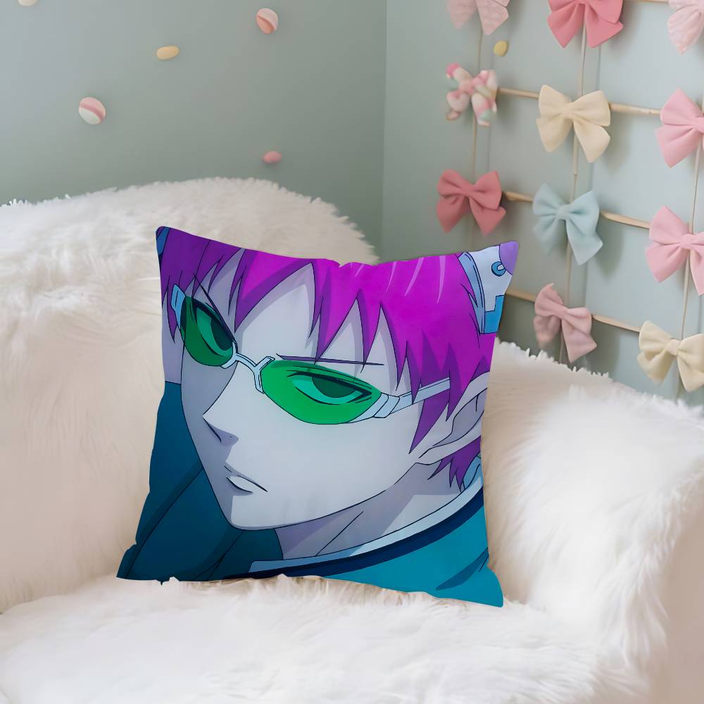 Cute S-Saiki K Throw Pillow Covers Pattern Cushion Cover Suitable For Sofa Bedroom Car Pillow Cover