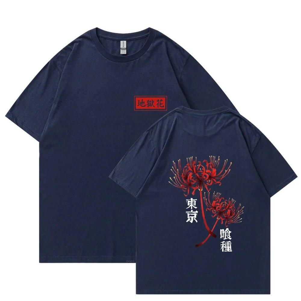 Anime Tokyo Ghoul Spider Lily T-shirt Unisex WoUnisex Cool Kane Kiken Graphic Print T-shirts Oversized Streetwear Couples Tees