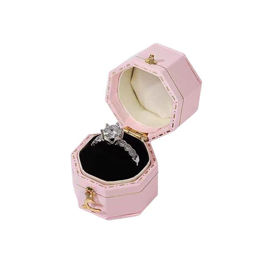 

Heart Shaped Jewelry Display Case Octagonal Jewelry Case Earrings Ring Box Wedding Pink Style 1