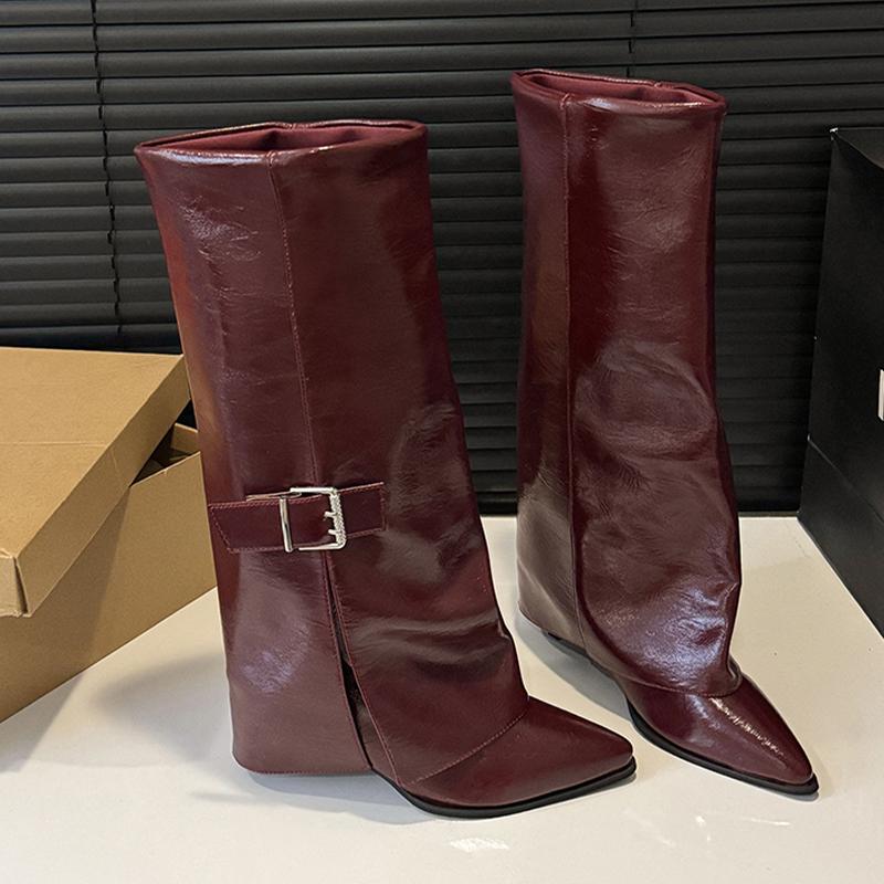 Fashion High Heels Women High Boots Pointed Toe Sexy Knee High Shoes Fashion Dress Luxury Woman Boots 2025 New Winter Pumps Mujer Botas