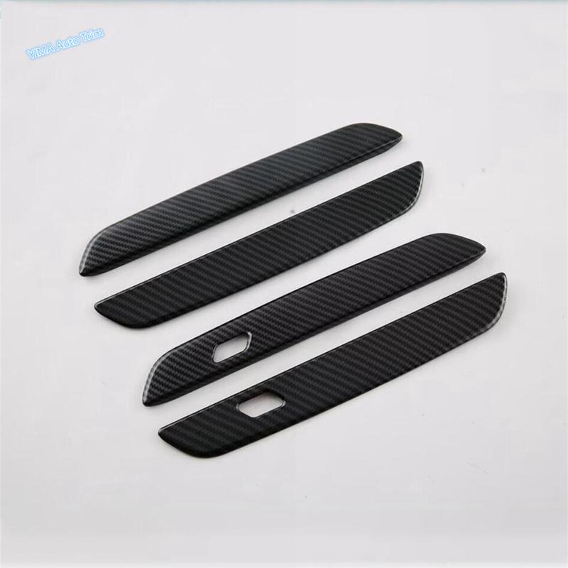 ABS Carbon Fiber Auto Outer Side Door Rearview Mirror / Rear Door Handle Cover Trim For BMW 5 Series G60 2024 2025 Accessories