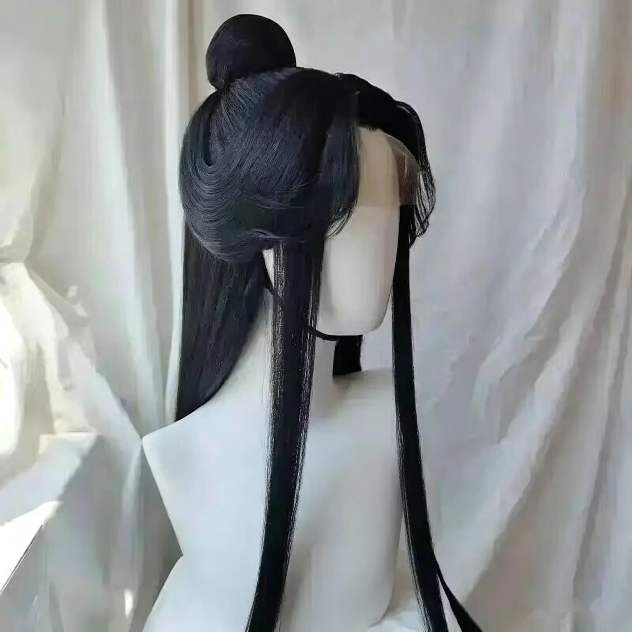 Gestyled Xie Lian Tai Zi Yue Shen Cosplay Bruin Pruik Tian Guan Ci Fu Hemelse Officiant's Zegen Huacheng Cos TGCF Pruik