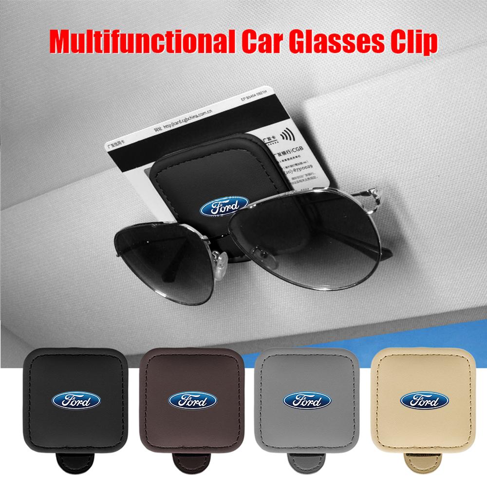 For Ford Mondeo Fiesta mk6 mk4 F150 Ranger Mustang Kuga Car Styling Glasses Clip Sun Visor Universal Interior Logo Accessories