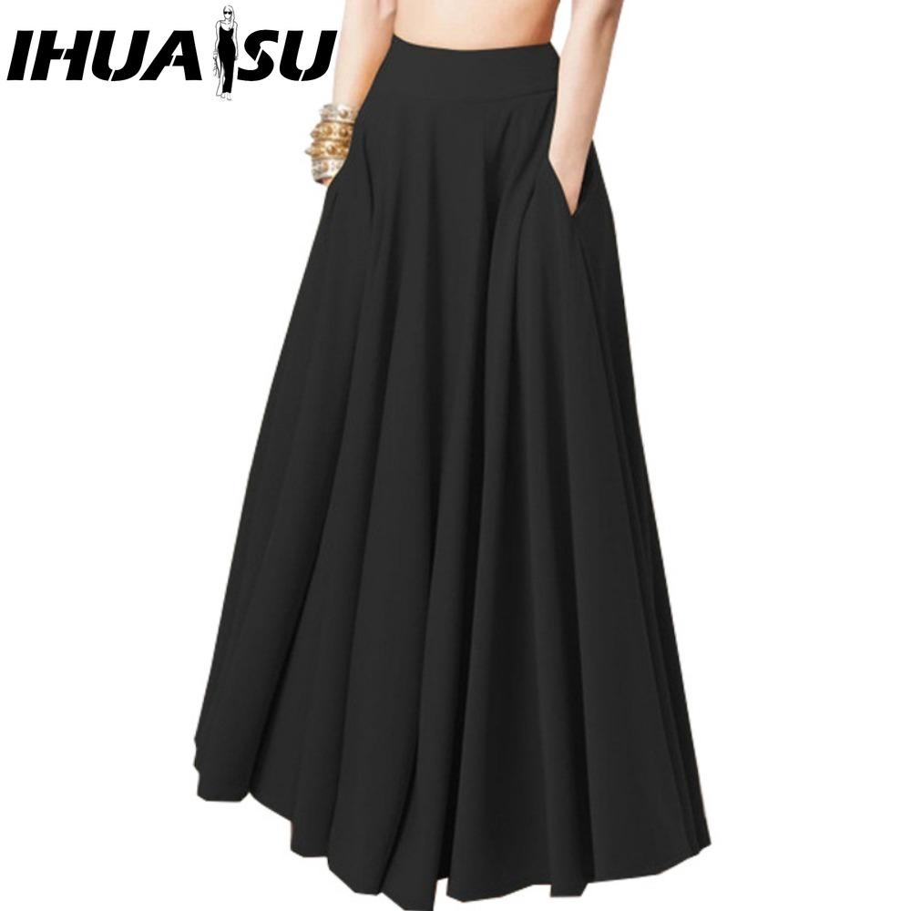 IHUASU Women's Fashion Casual Solid Color Print Summer Spring Skirt