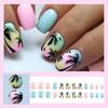 24Pcs Blue Pink Press On Nails Extra Short Square,LINMEIZAI Ombre Fake Nails Press Ons Nail Tip Glue On Nails Full Cover Acrylic Nail Kit False Nail