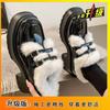 Mary Jane small leather shoes women's British style 2025 autumn and winter new platform Internet celebrity warm fluffy cotton shoes