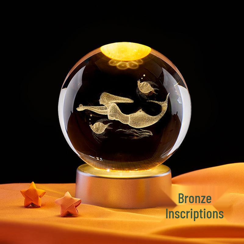 Mermaid Crystal Ball Music Box Night Light - Unique Gift for Birthdays & Holidays
