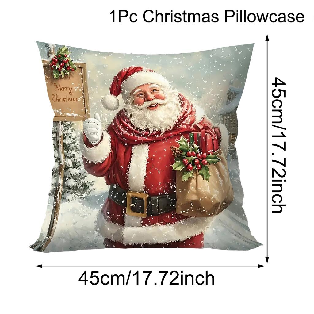 Christmas Santa Cushion Cover Decorative Pillow Cover Throw Pillow Case Home Decor Christmas Decor For Home Sofa Pillowcase