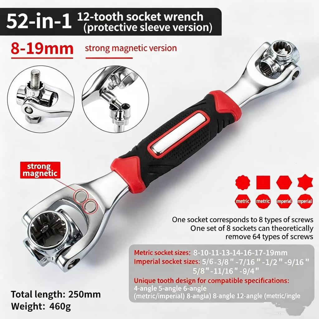 Original Multifunctional Wrench, Universal Rotating Head Wrench for Car Tire Disassembly and Maintenance