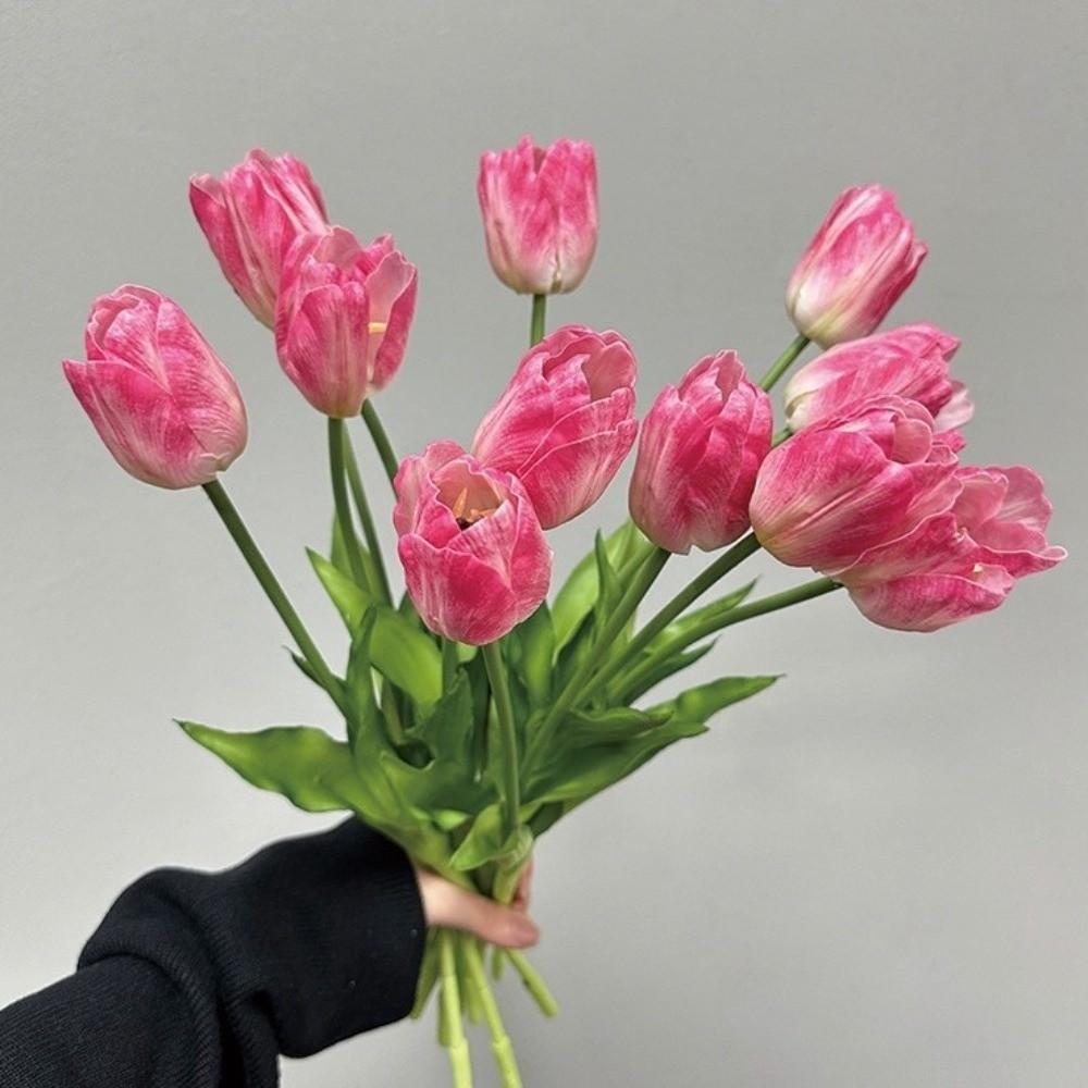 Hand-Held Design Tulip Simulation Flower Flower Arrangement Real Touch Tulip  Decoration Ornament