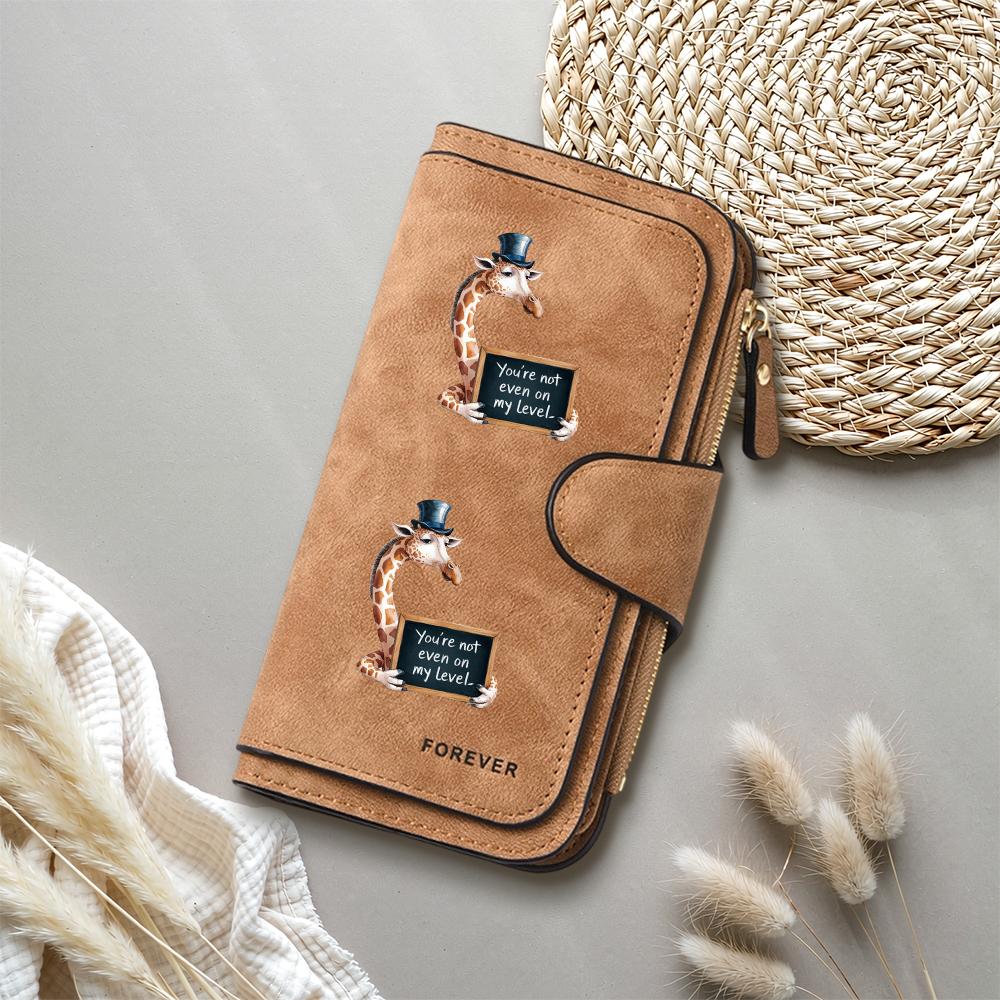 Giraffe Pattern Long Wallet Fashion PU Leather Large Capacity Forever Purse for Daily Use