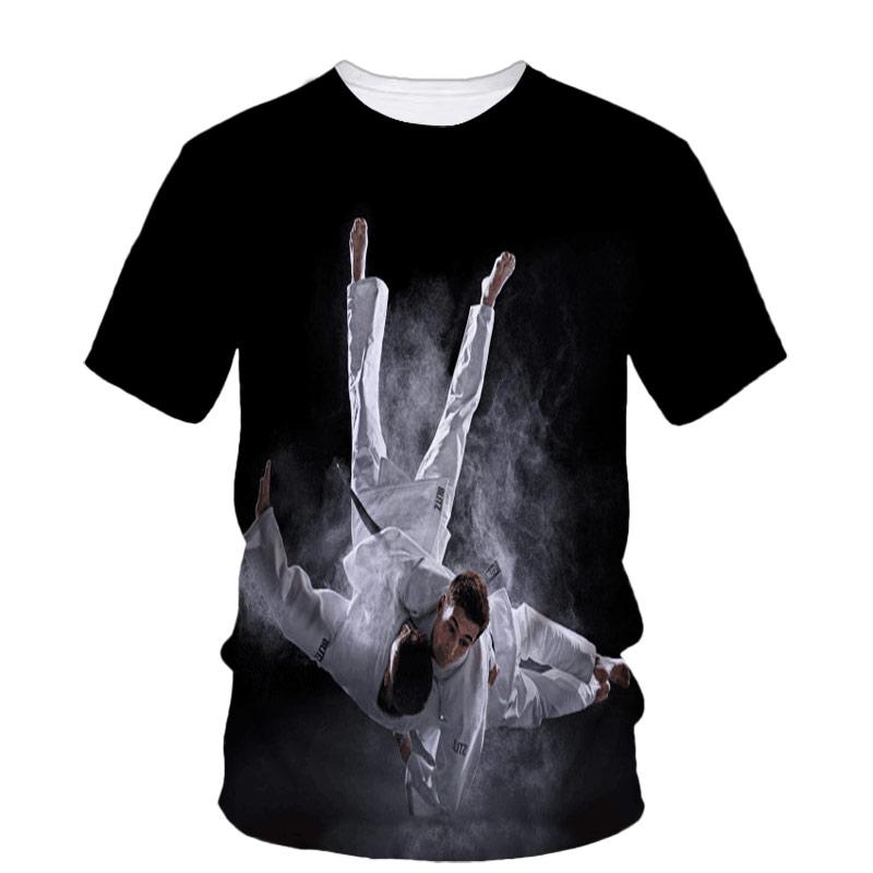 New Taekwondo Men's T-Shirt Customized Quick-Drying Martial Arts Sanda 3d Graphic Tough Man O-Neck Short Sleeve Outdoor Clothing