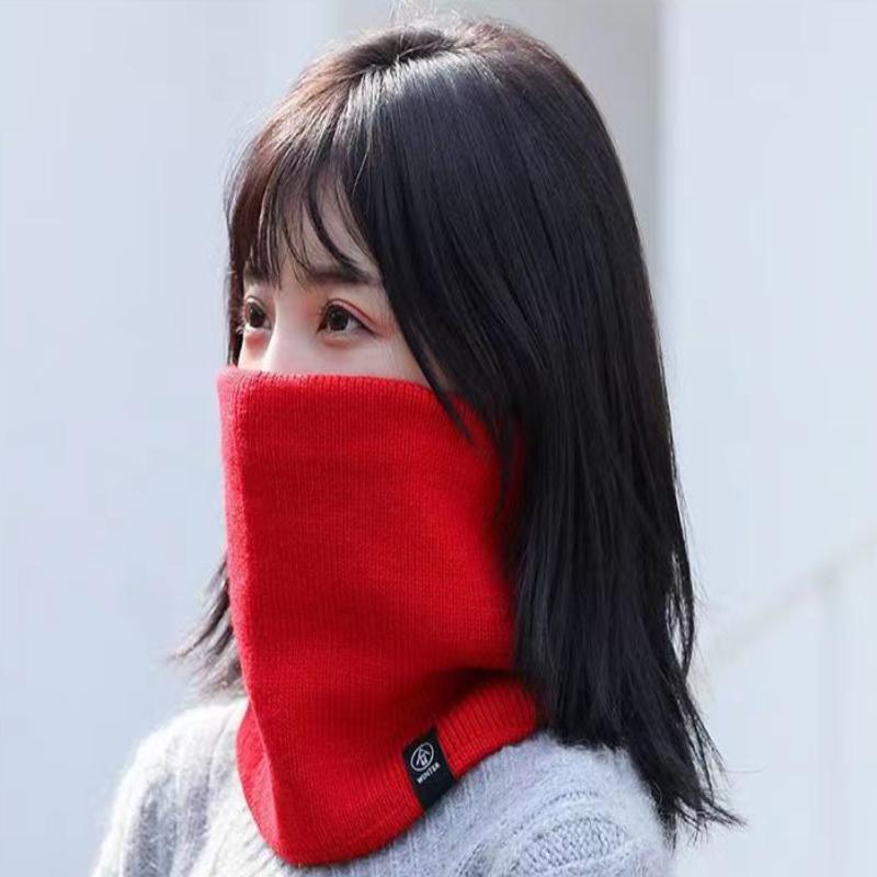 Warm Knitted Scarf Thickened Plush Windproof Winter Neck Gaiter Cold Weather Outdoor Sport Ski Running Men Women Tube Scarf
