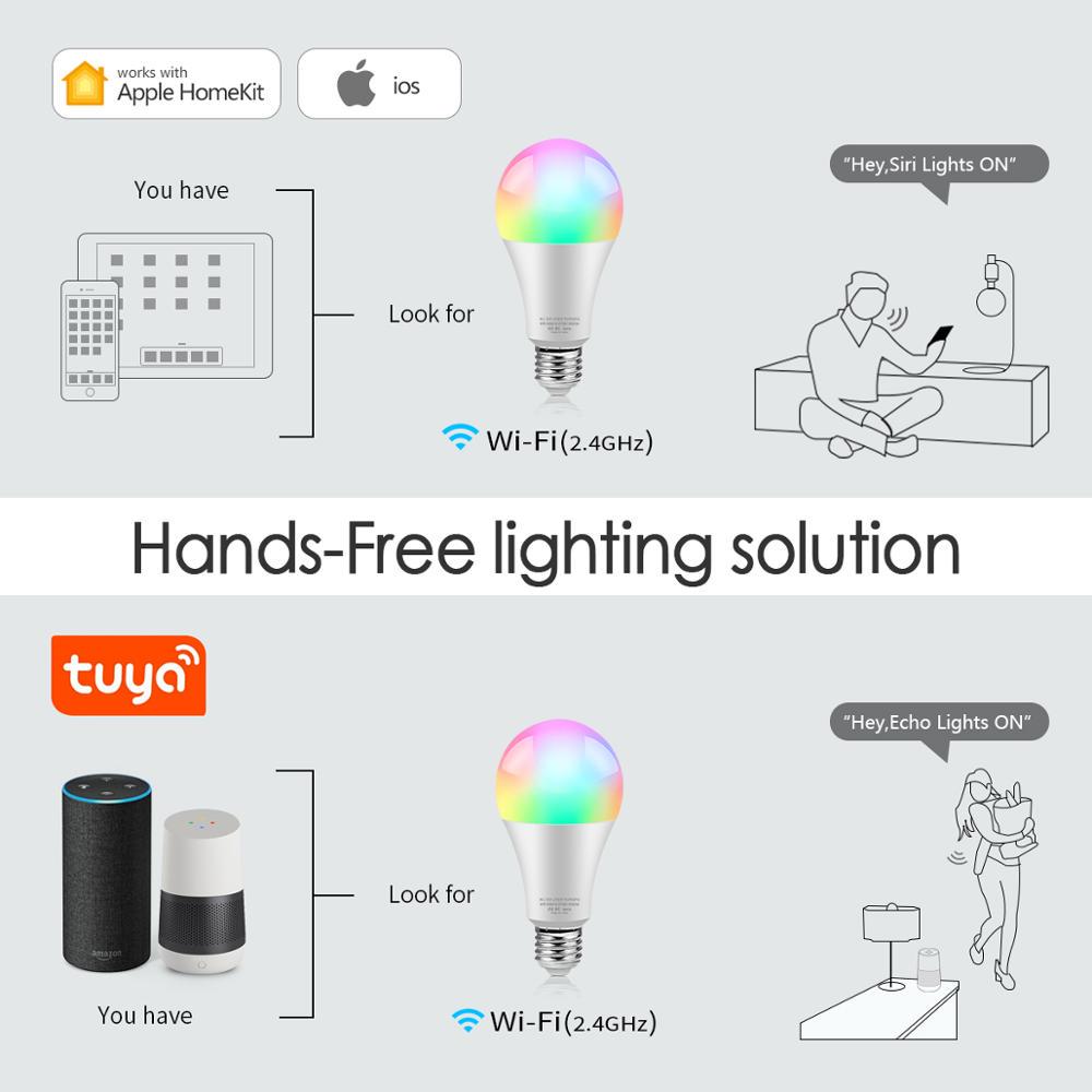 Kablosuz WiFi LED Lamba Akıllı Ampul RGB E27 LED Işık Tuya /Homekit Smart Life Google Home Alexa Sesli Kontrol Işıklar Ev İçin Aydınlatma