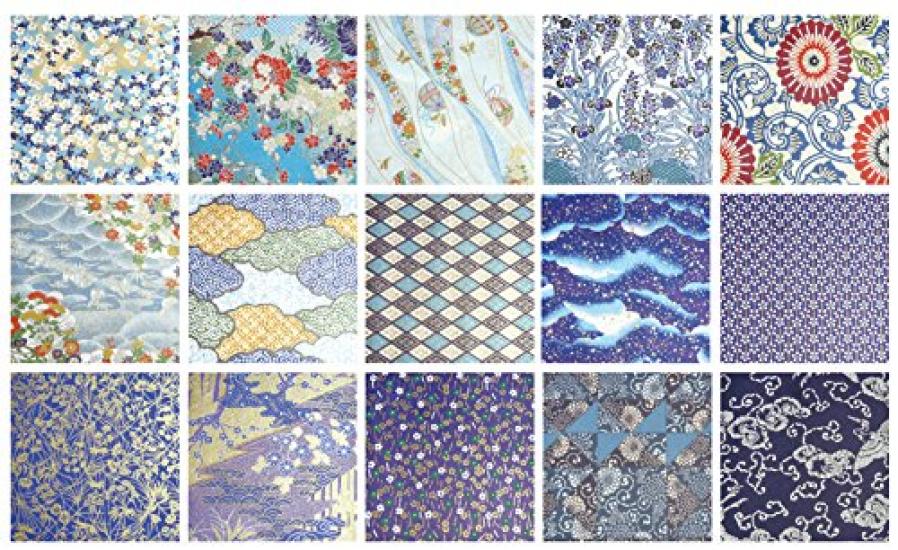 Washi Kawasumi Chiyogami Yuzen Washi B4 Size 30 Sheets Blue Color Patterns/30