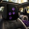 Cute Animal Print Auto Interior 2Pcs Universal Car Headrest Cover with Purple Cat Paw Print, Elastic Lover Upgrades Seat Protector for Most Vehicles,