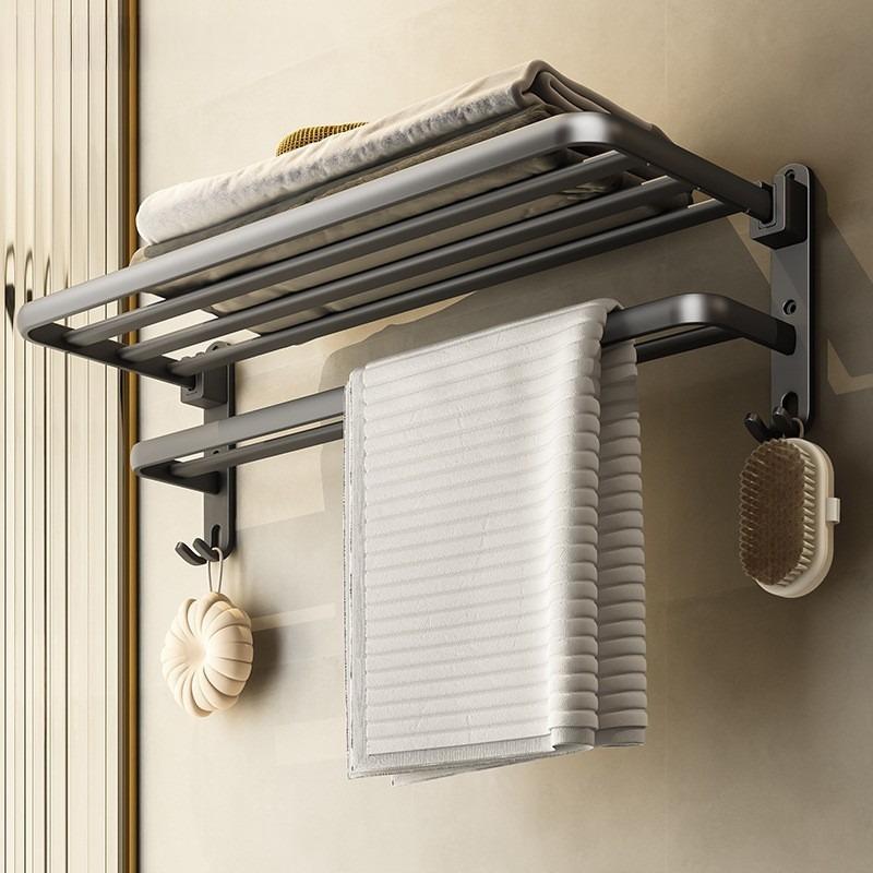 Bathroom Rack No Punching Space Aluminum Towel Rack Toilet Toilet Storage Towel Rack Bathroom