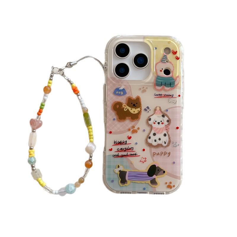 Colorful Polka Dot Puppy Case for iPhone 17/16 Pro Max/15/14 - Cute and Stylish Cover for Girls