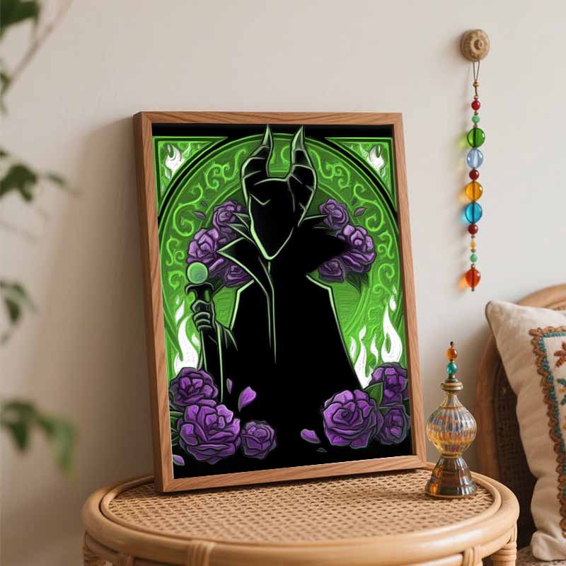 Disney Maleficent Roses Oil Art Painting Kit Home Wall Decor Handmade Gift for Art Lovers Craft Enthusiasts DIY Canvas Craft Set Painting