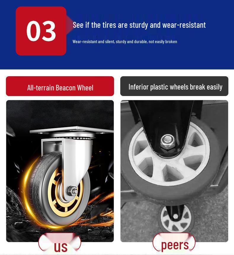 Foldable Steel Plate Hand Truck - Four-Wheel Flatbed Cart