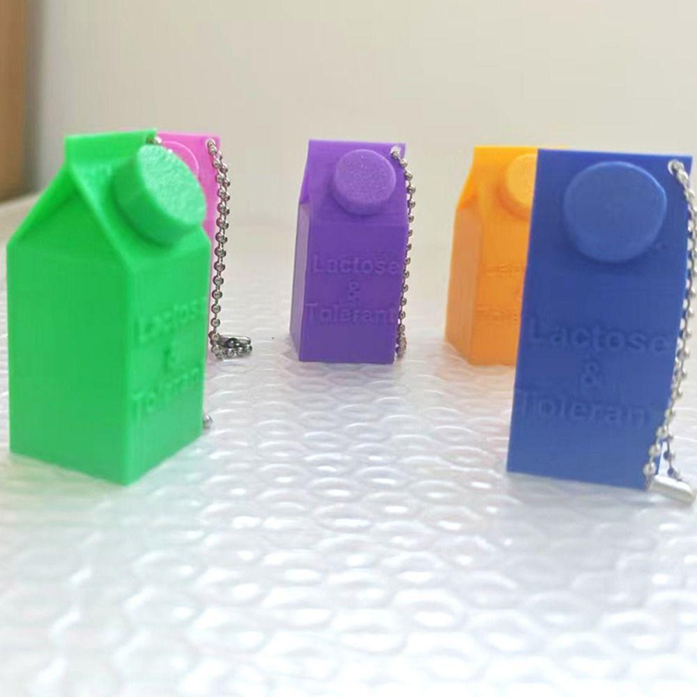 2 Pcs Cartoon Mini Milk Pill Container Cute Keychain Backpack Ornament Storage Box