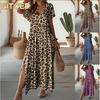 Fashion Summer Spring Short Sleeve V-Neck Casual Dresses International Design