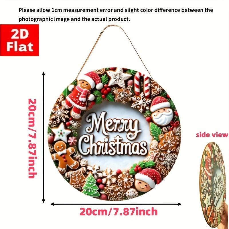 1pcs 2D Flat Christmas Wooden Sign with Sugar House and Gingerbread Patterns Winter Retro Style Christmas Home Courtyard Decorat