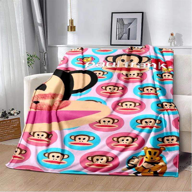 P-Paul Frank-k Flannel Portable Blanket for Children's Picnic in Living Room Bedroom Sofa Bed Ideal Birthday Gift