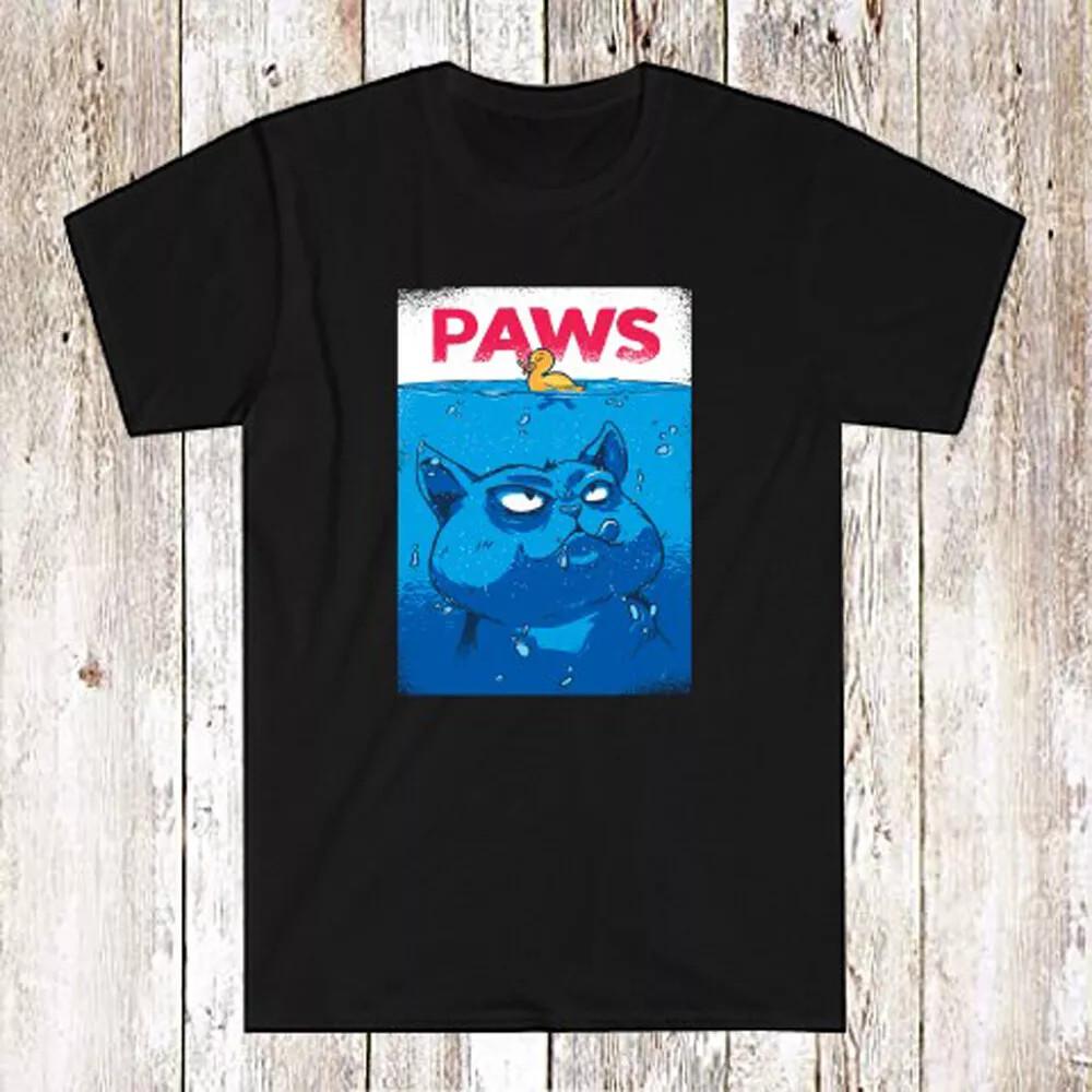 Funny Jaws Paws Men039s Black T-Shirt Size S-5XL Unisex T-Shirt S