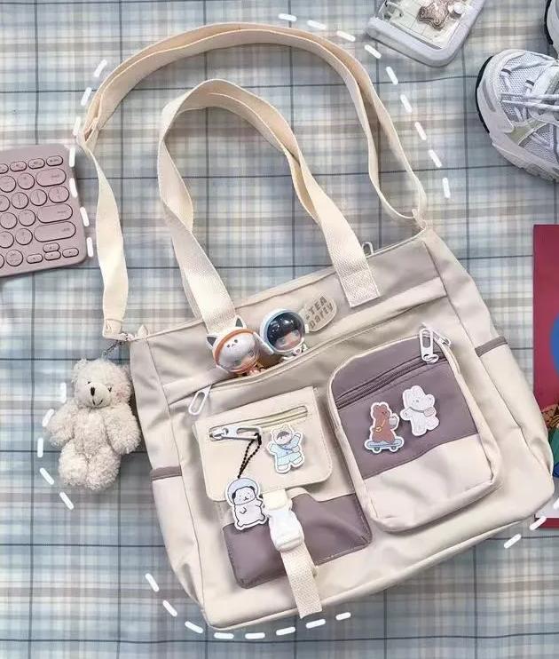 Versatile Girl Student Color Blocking Large Capacity Shoulder Bag