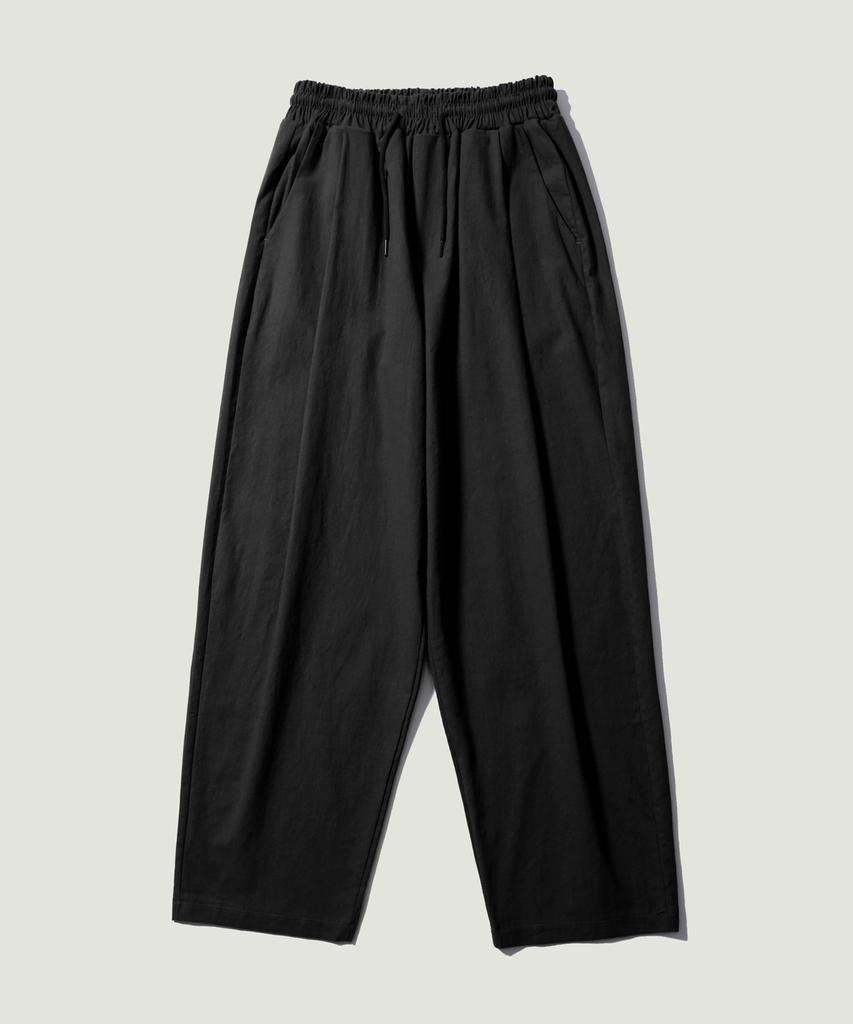 EASE Linen Elastic Waist Pants [Oversized Fit]_Black_Unisex
