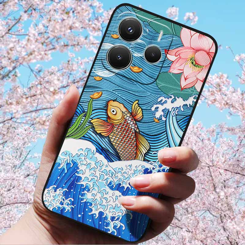 For Xiaomi Redmi Note 14 5G 4G Cases 3D Relief Embossed Retro Soft Silicone Covers For Redmi Note 14 5G Global Version 3D Cases