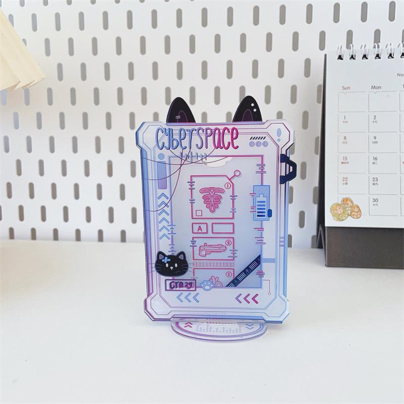 

Cartoon Cyber Space Cat Acrylic Frame 3 Inch Photo Card Punky Style Kpop Photocard Display Stand Creative Desk Decoration 2025