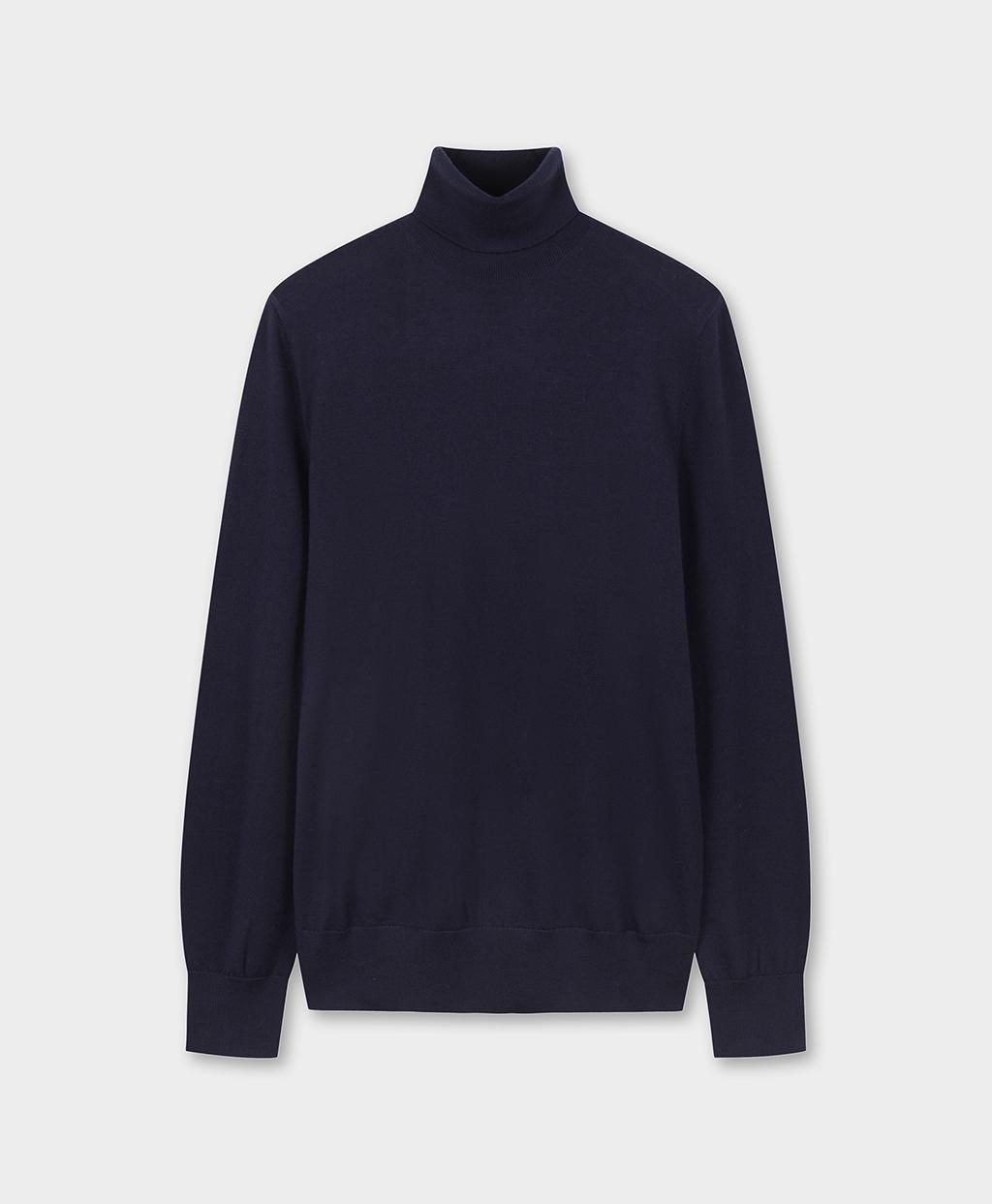 Brooks Brothers Merino Wool Turtleneck Sweater (Navy) (Bbwumf4323Qew) Navy/L