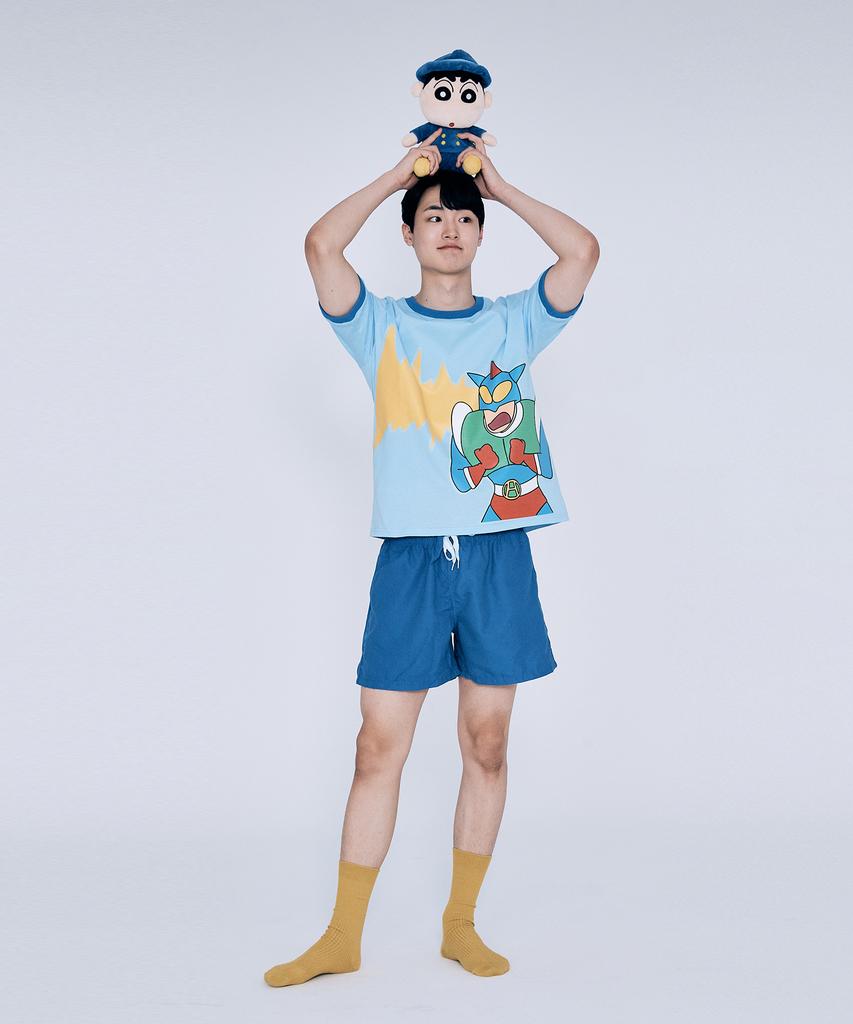 Daenkkomma Crayon Shin-Chan Action Mask Short Sleeve Glow-In-The-Dark T-Shirt