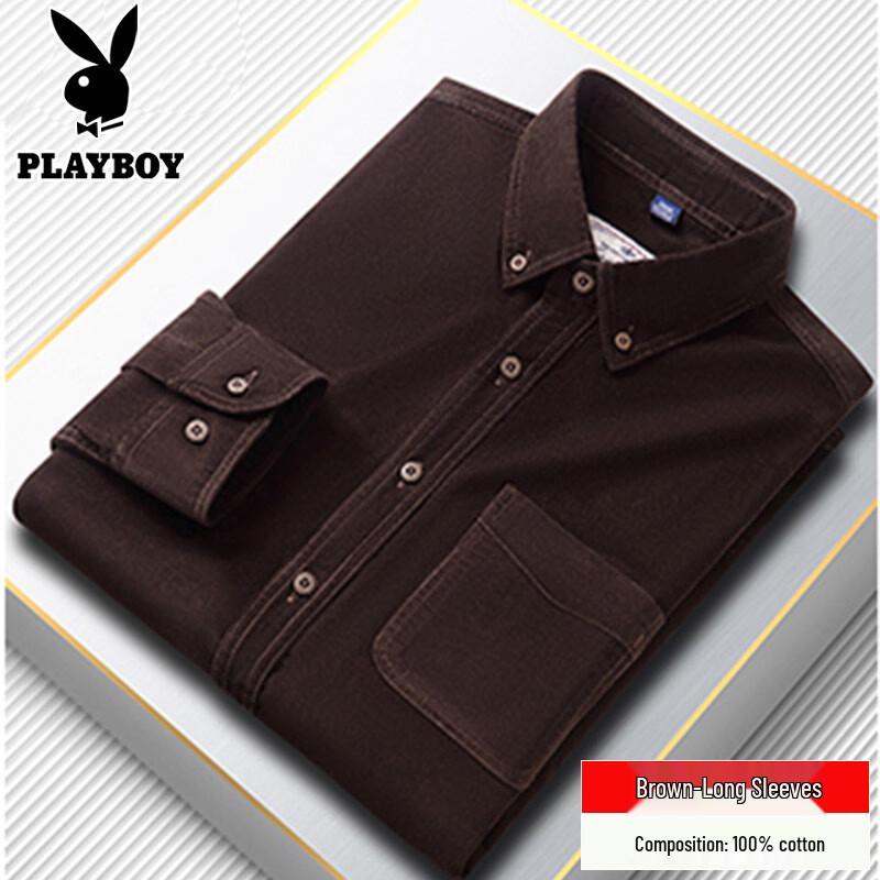 

PLAYBOY Мужская вельветовая повседневная рубашка с длинным рукавом 175/92A