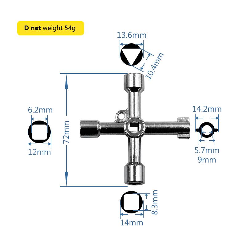 Water Meter Valve Key, Inner Triangle Wrench, Multi-Purpose Tool, Electric Control Cabinet Car Elevator Cross Key Wrench